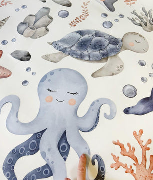 Vinilos decorativos Adhesivos infantiles de Pared animales marinos corazon marino acuarela