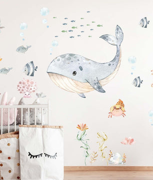 Vinilos decorativos Adhesivos infantiles de Pared animales marinos pulpo o ballena