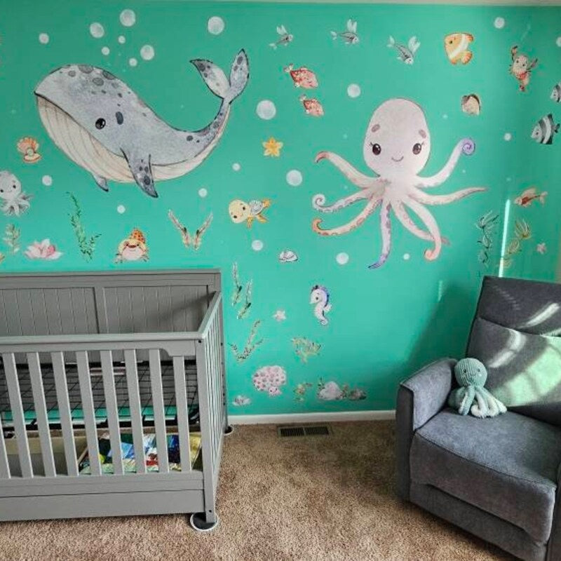 Vinilos decorativos Adhesivos infantiles de Pared animales marinos pulpo o ballena
