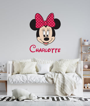 Vinilos decorativos Adhesivos infantiles de Pared minnie cara con nombre