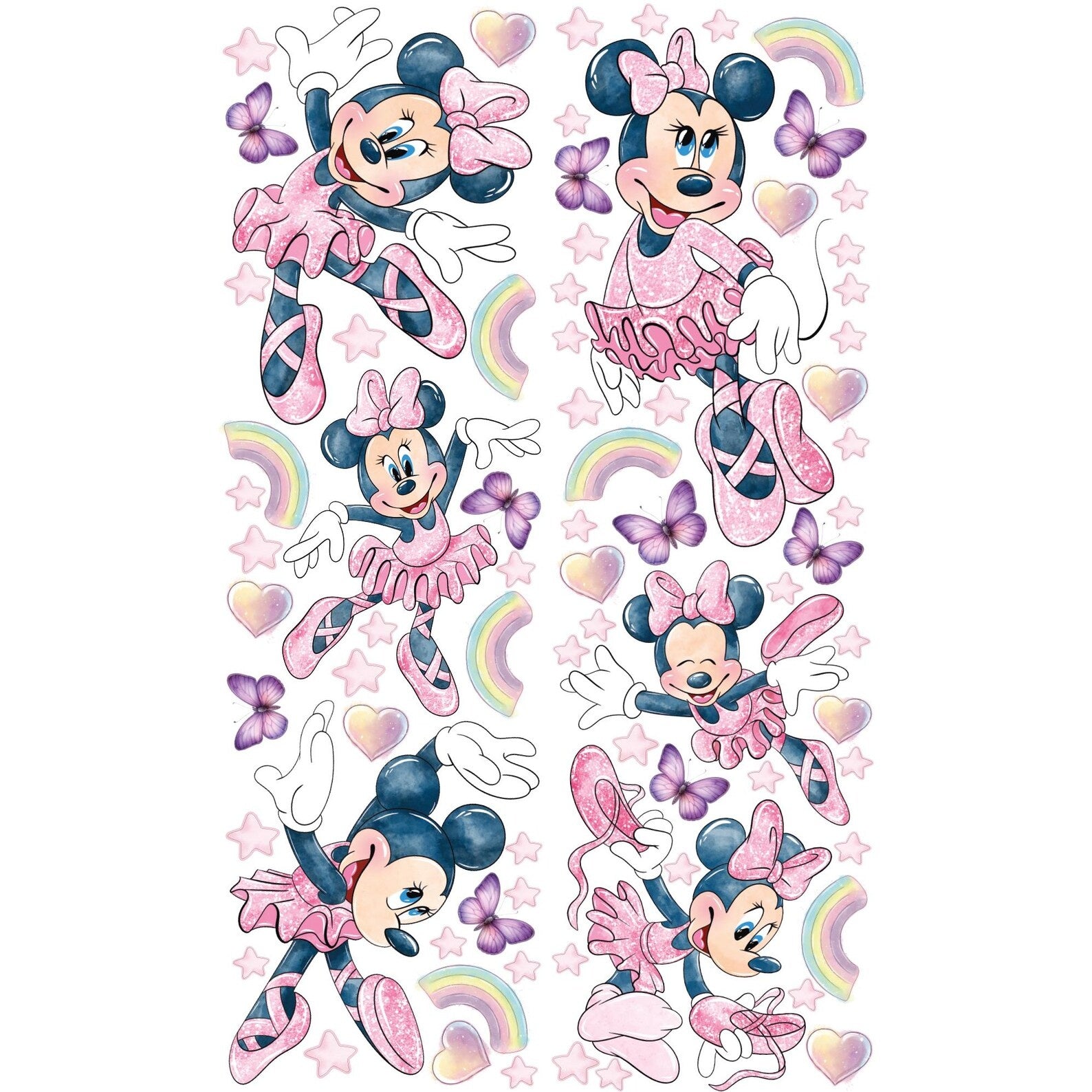 Vinilos decorativos Adhesivos infantiles de Pared minnie conjunto con estrellas