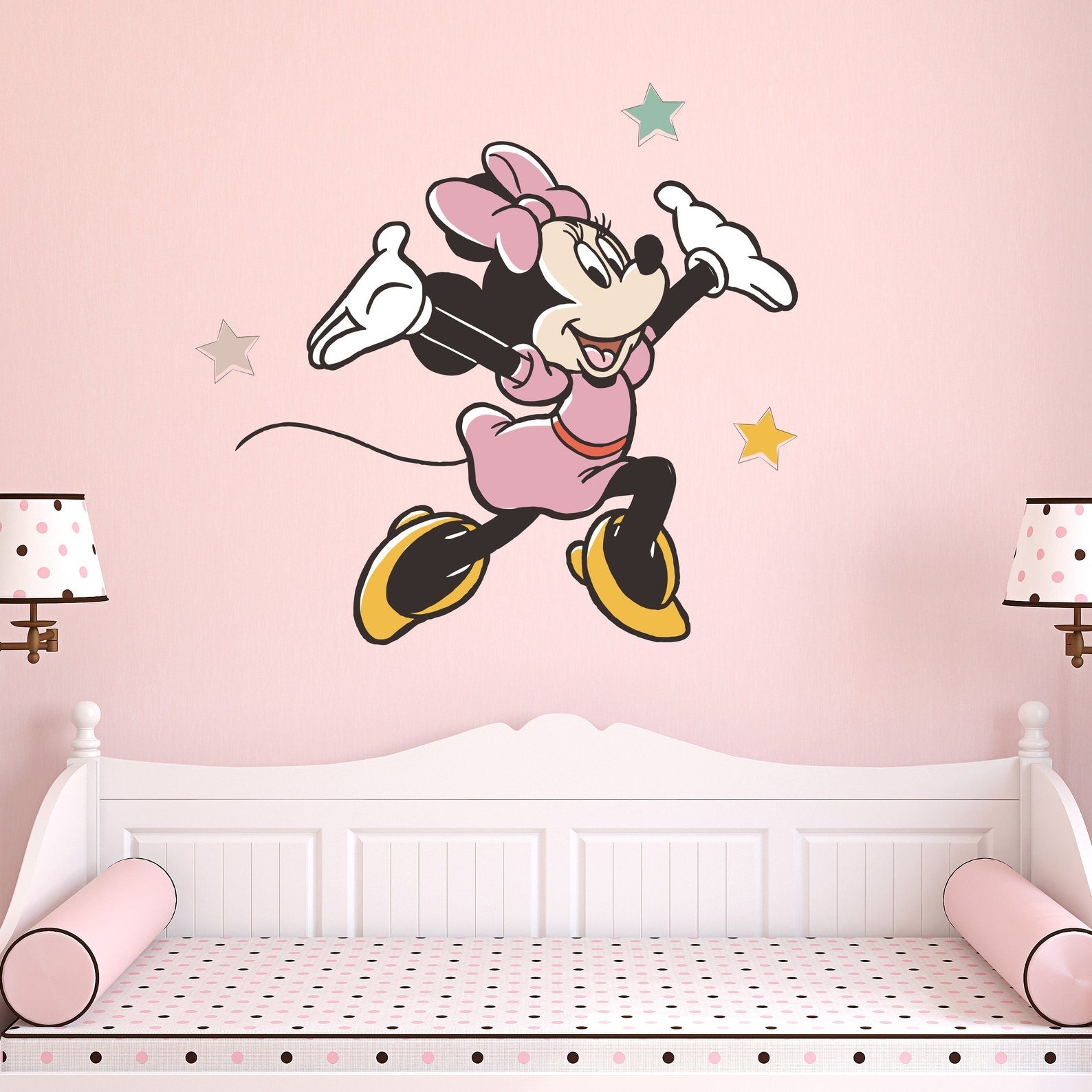 Vinilos decorativos Adhesivos infantiles de Pared minnie con estrellas