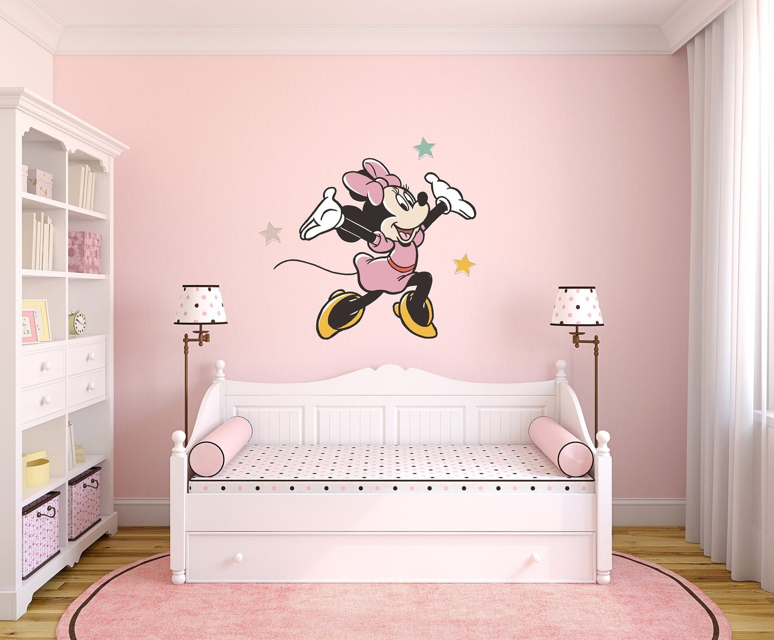 Vinilos decorativos Adhesivos infantiles de Pared minnie con estrellas