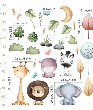 Medidor de altura infantil con animales de safari