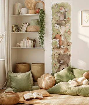 Medidor de altura infantil con animales del bosque