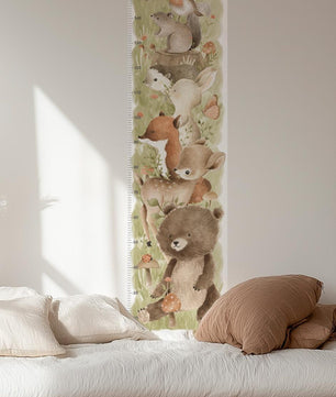 Medidor de altura infantil con animales del bosque