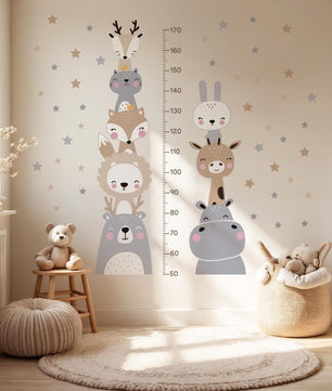 Medidor de altura infantil con animales nordicos
