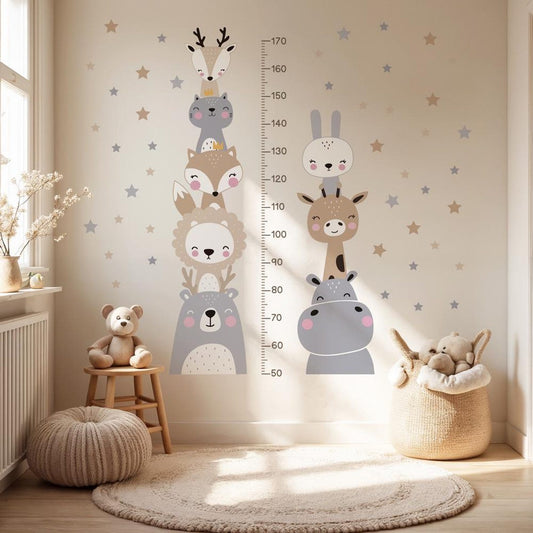 Medidor de altura infantil con animales nordicos