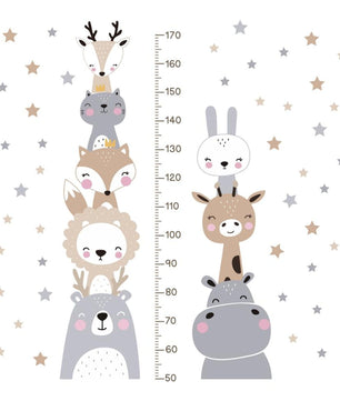 Medidor de altura infantil con animales nordicos