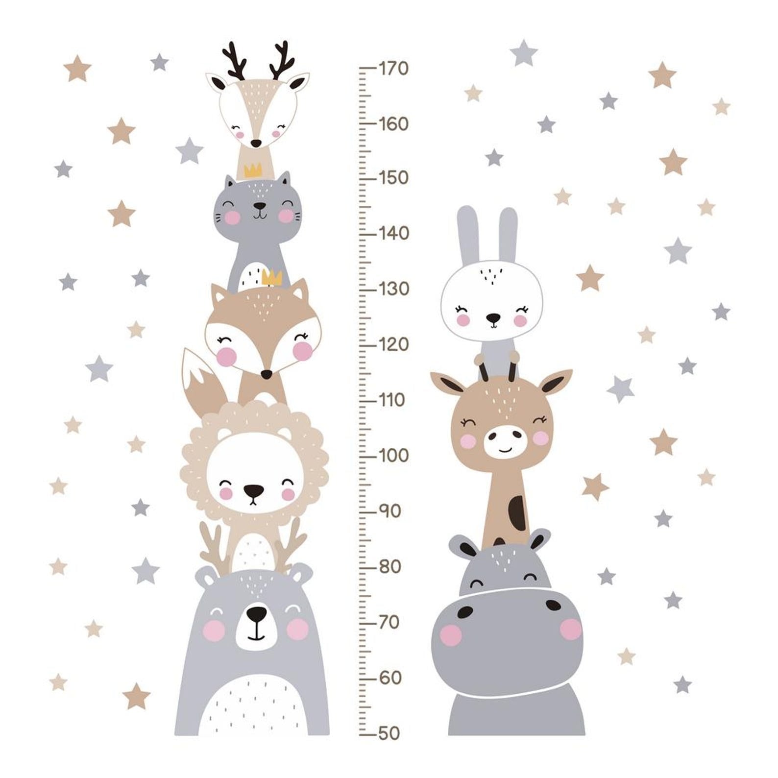 Medidor de altura infantil con animales nordicos