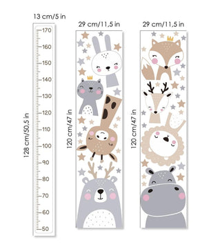 Medidor de altura infantil con animales nordicos