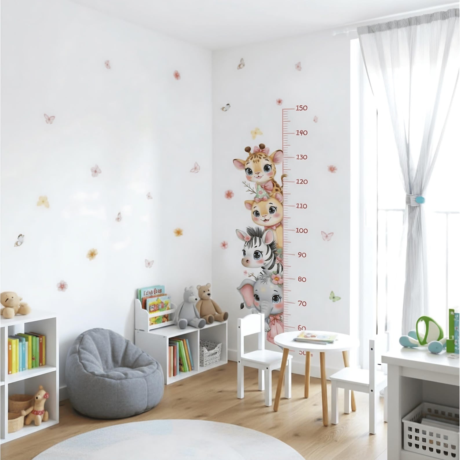 Medidor de altura infantil  animales cute rosados