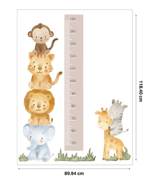 Medidor de altura infantil animales acuarelados torre