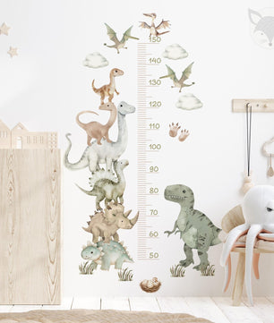 Medidor de altura infantil dinosaurios acuarela