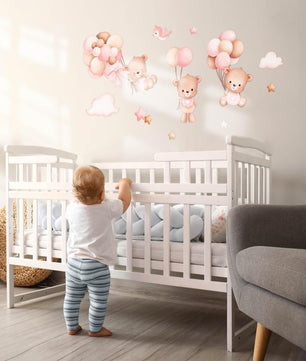 Vinilos decorativos Adhesivos infantiles de Pared de ositas con globos
