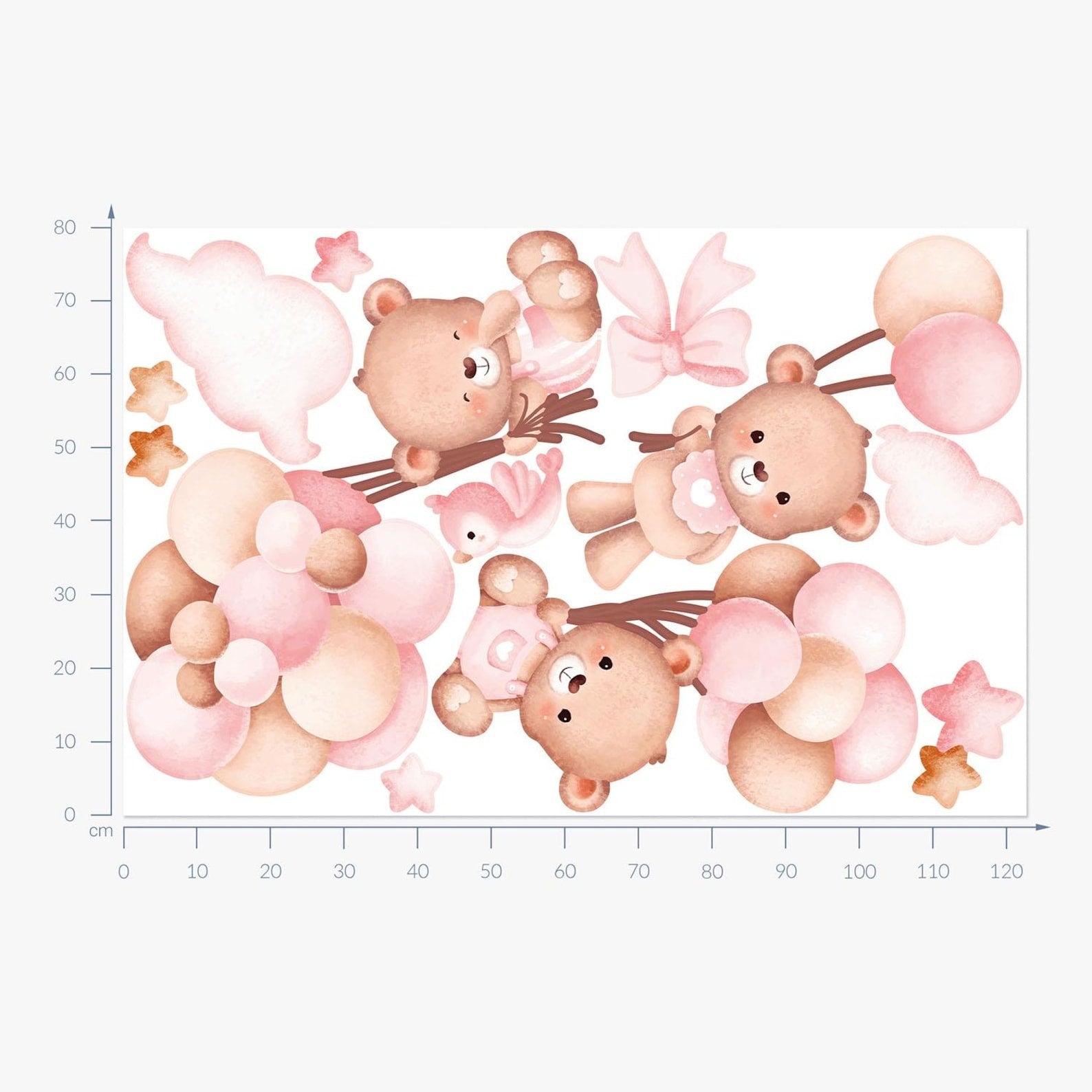 Vinilos decorativos Adhesivos infantiles de Pared de ositas con globos