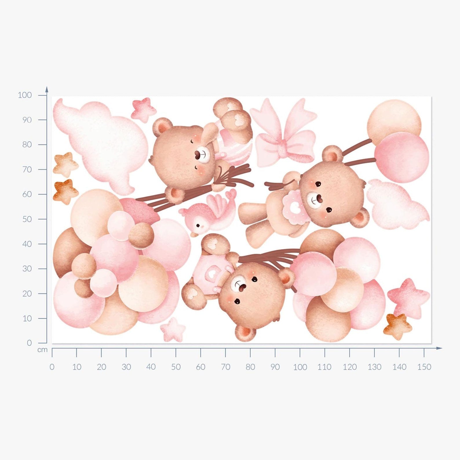 Vinilos decorativos Adhesivos infantiles de Pared de ositas con globos
