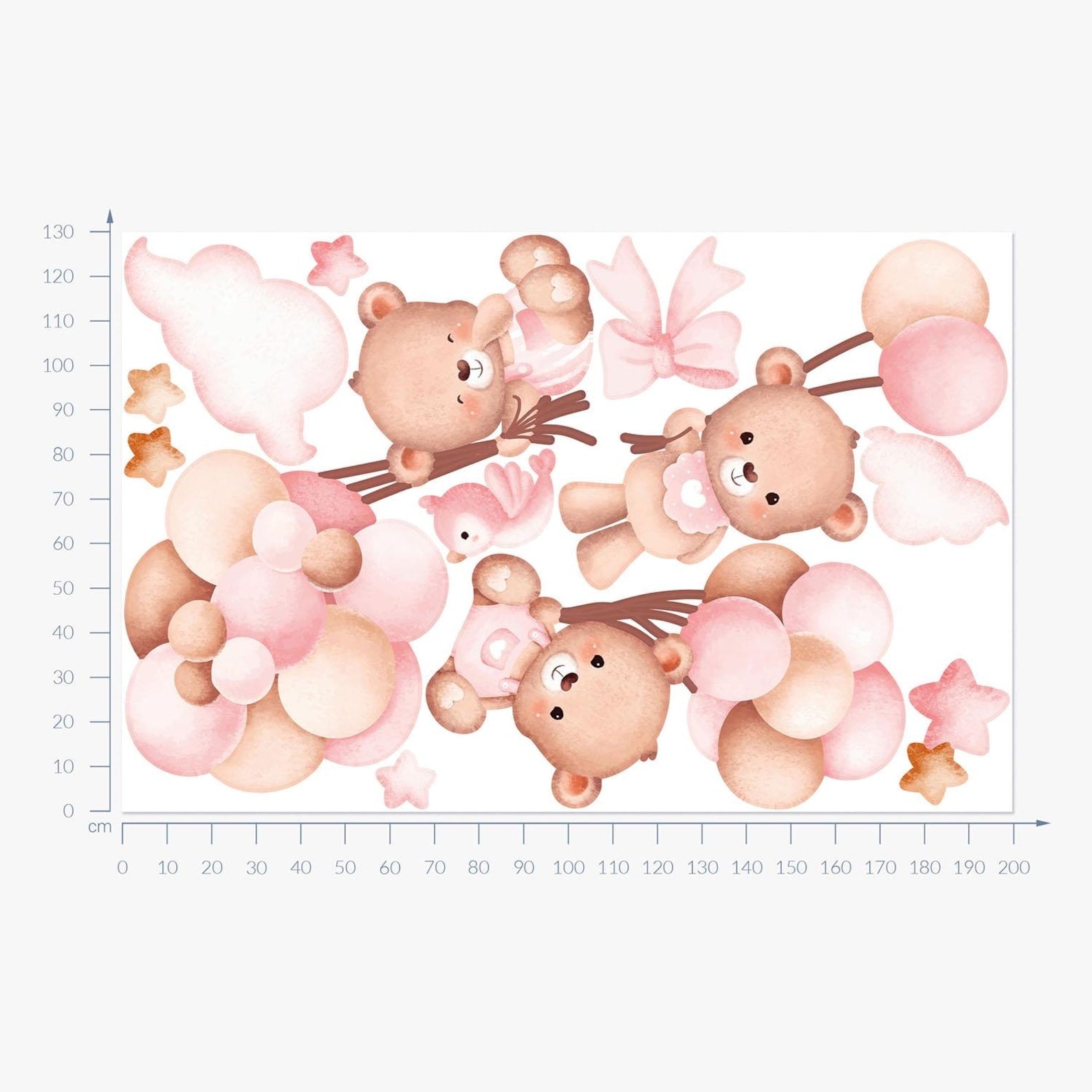 Vinilos decorativos Adhesivos infantiles de Pared de ositas con globos