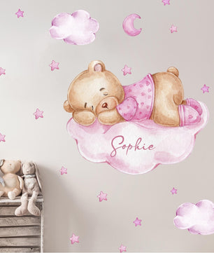 Vinilos decorativos Adhesivos infantiles de Pared de osita en nube