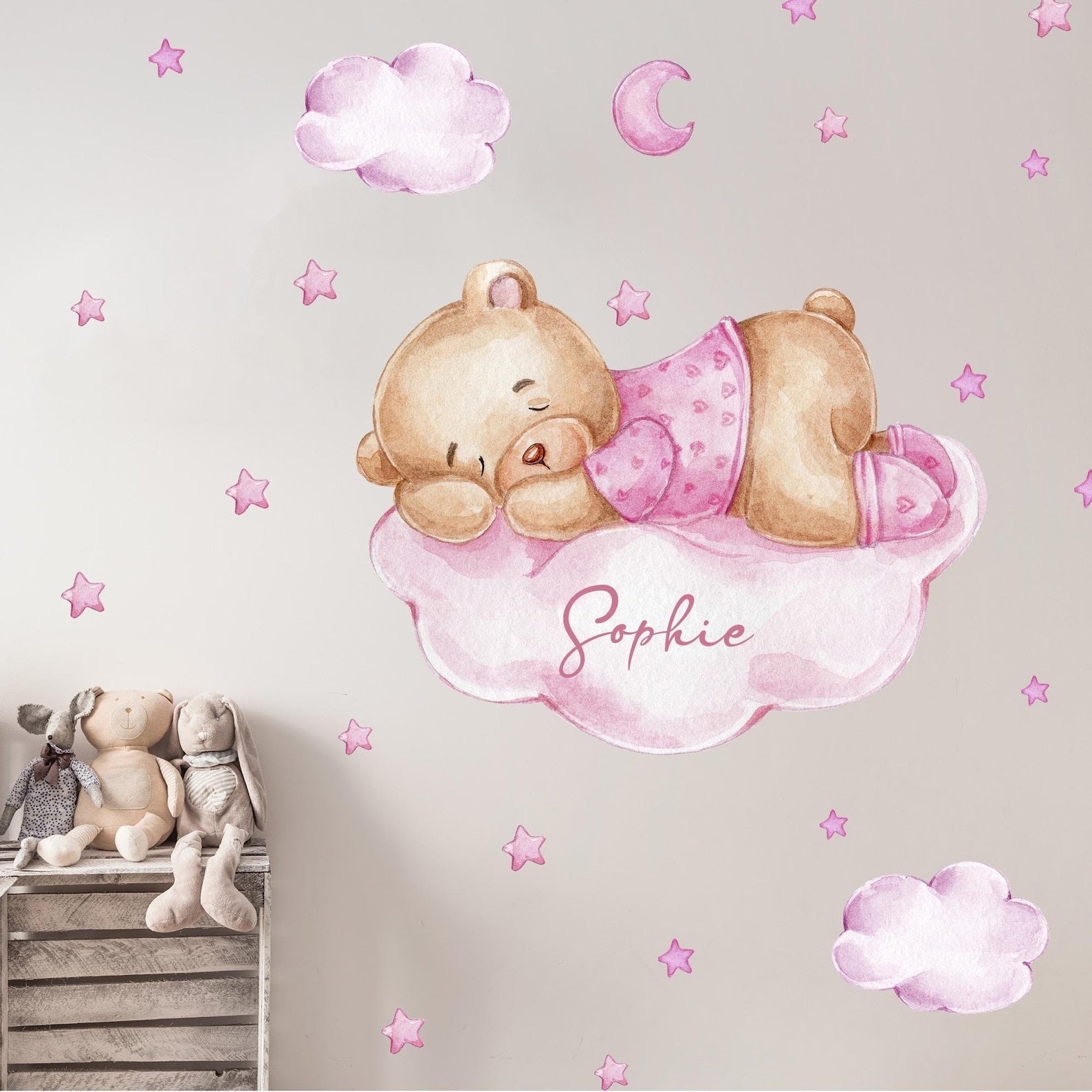 Vinilos decorativos Adhesivos infantiles de Pared de osita en nube