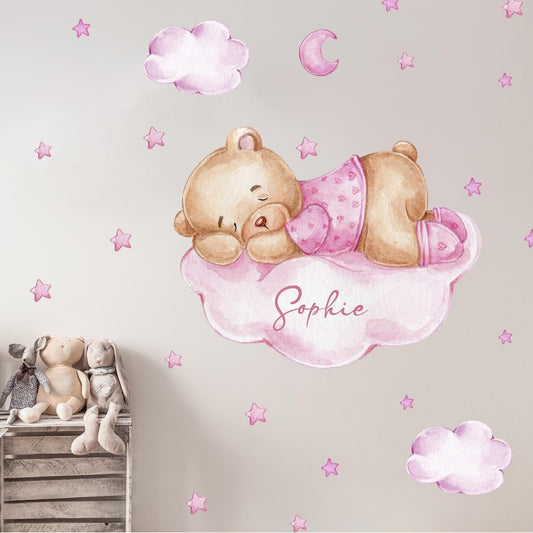 Vinilos decorativos Adhesivos infantiles de Pared de osita en nube