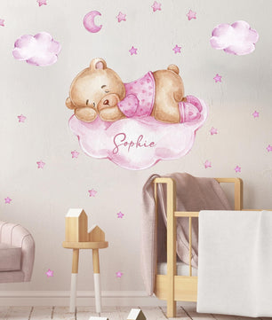 Vinilos decorativos Adhesivos infantiles de Pared de osita en nube