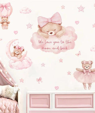 Vinilos decorativos Adhesivos infantiles de Pared de ositas en el cielo