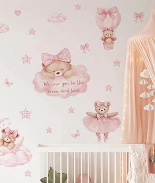 Vinilos decorativos Adhesivos infantiles de Pared de ositas en el cielo