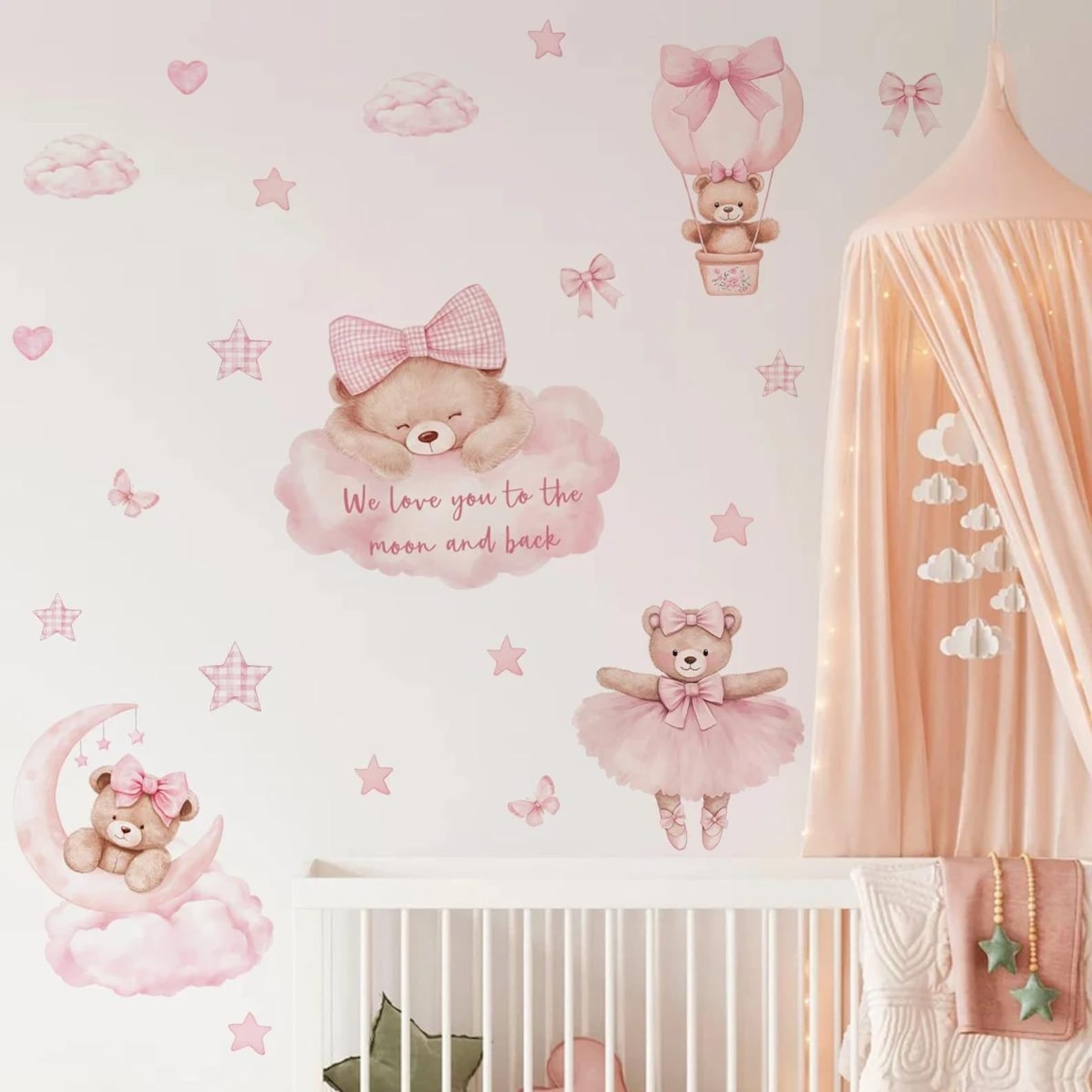 Vinilos decorativos Adhesivos infantiles de Pared de ositas en el cielo