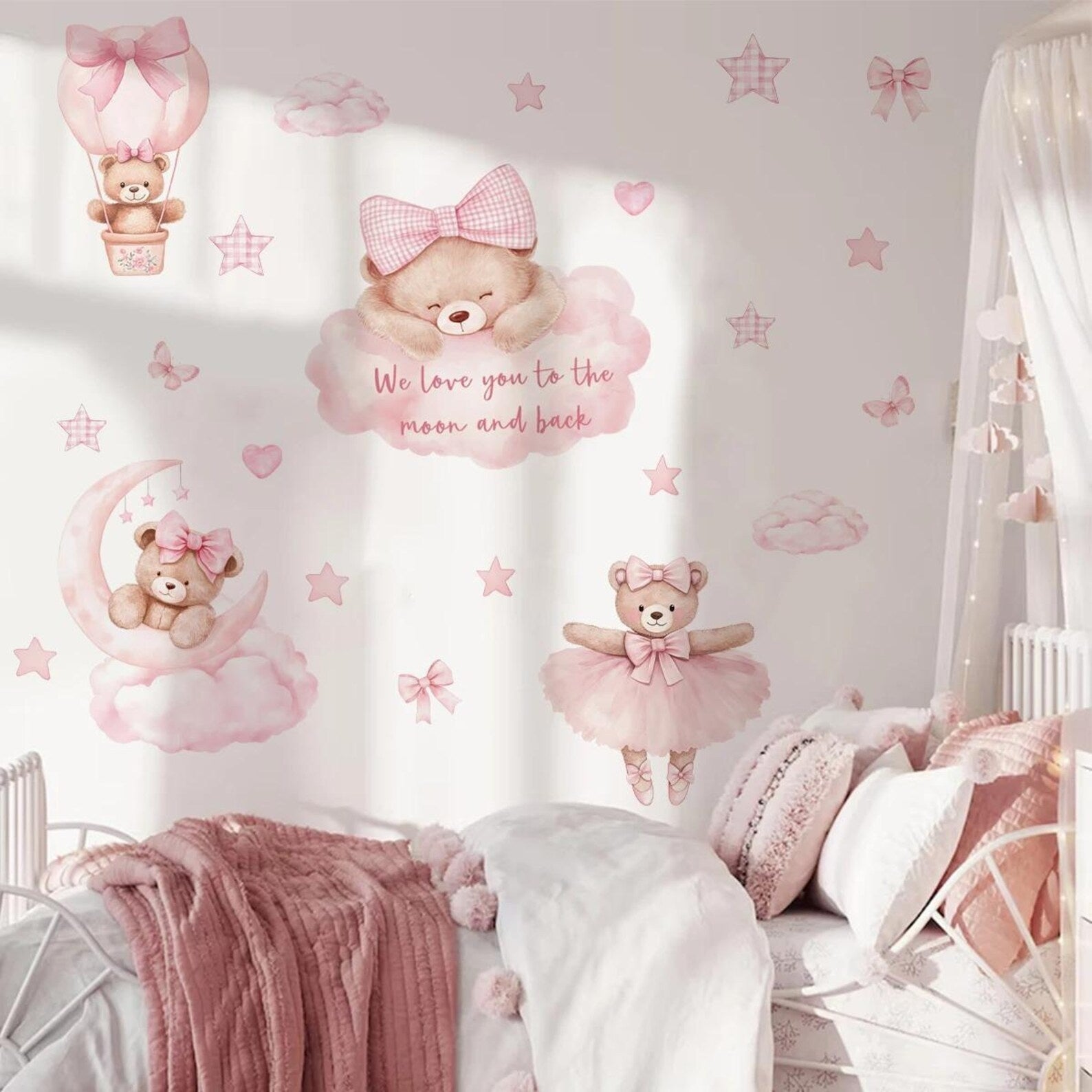 Vinilos decorativos Adhesivos infantiles de Pared de ositas en el cielo