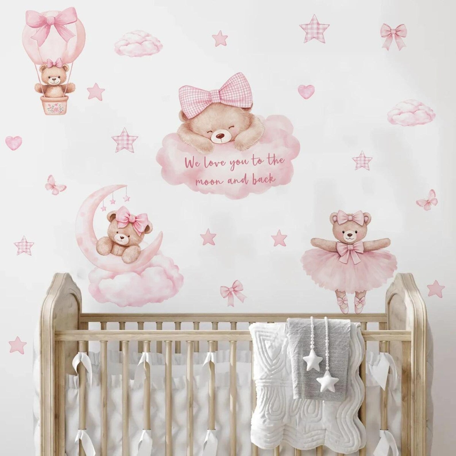 Vinilos decorativos Adhesivos infantiles de Pared de ositas en el cielo