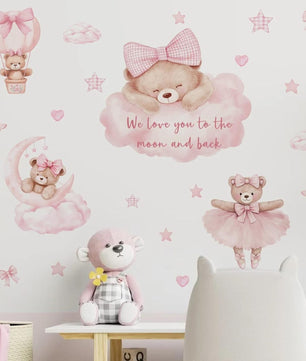 Vinilos decorativos Adhesivos infantiles de Pared de ositas en el cielo