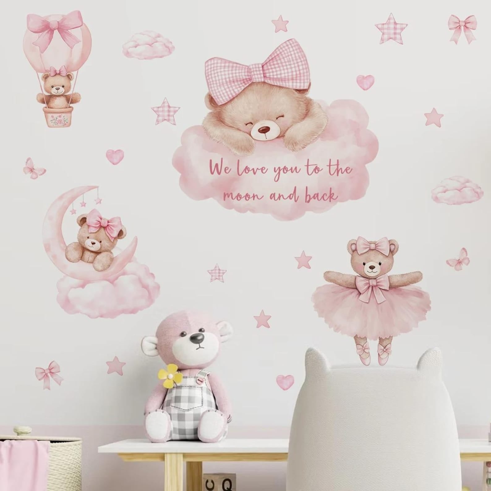 Vinilos decorativos Adhesivos infantiles de Pared de ositas en el cielo