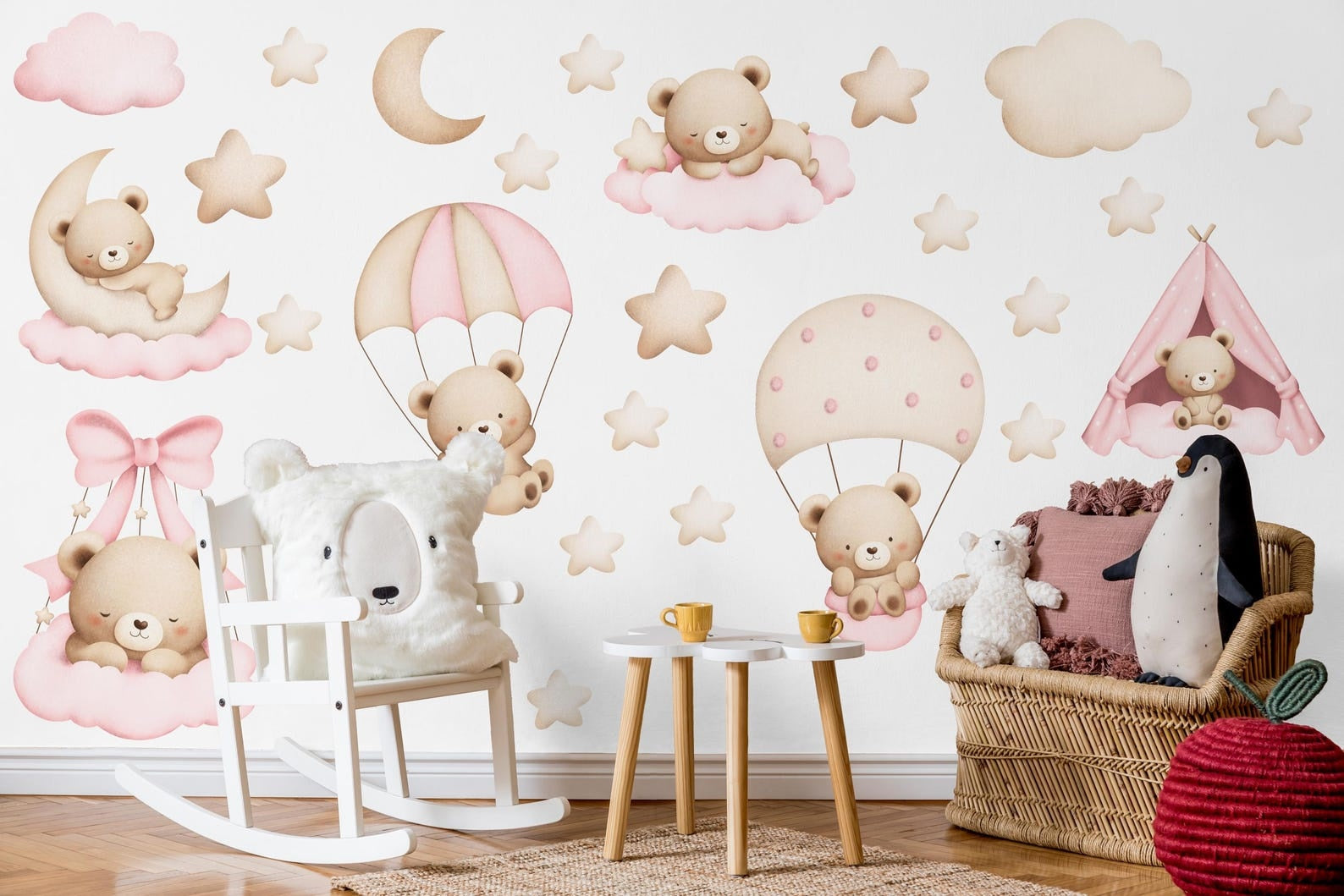 Vinilos decorativos Adhesivos infantiles de Pared de ositas en el cielo 2