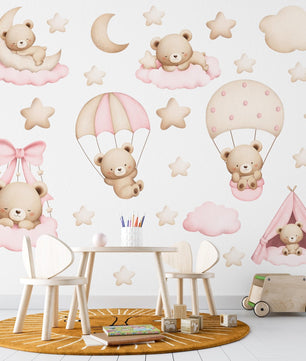 Vinilos decorativos Adhesivos infantiles de Pared de ositas en el cielo 2