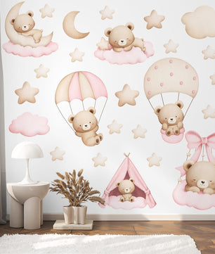 Vinilos decorativos Adhesivos infantiles de Pared de ositas en el cielo 2