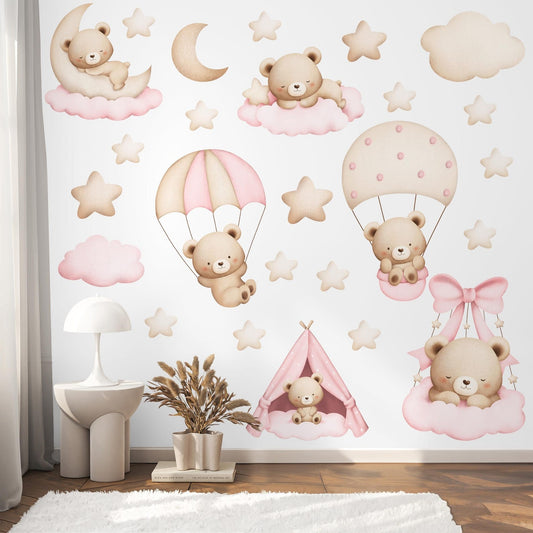 Vinilos decorativos Adhesivos infantiles de Pared de ositas en el cielo 2