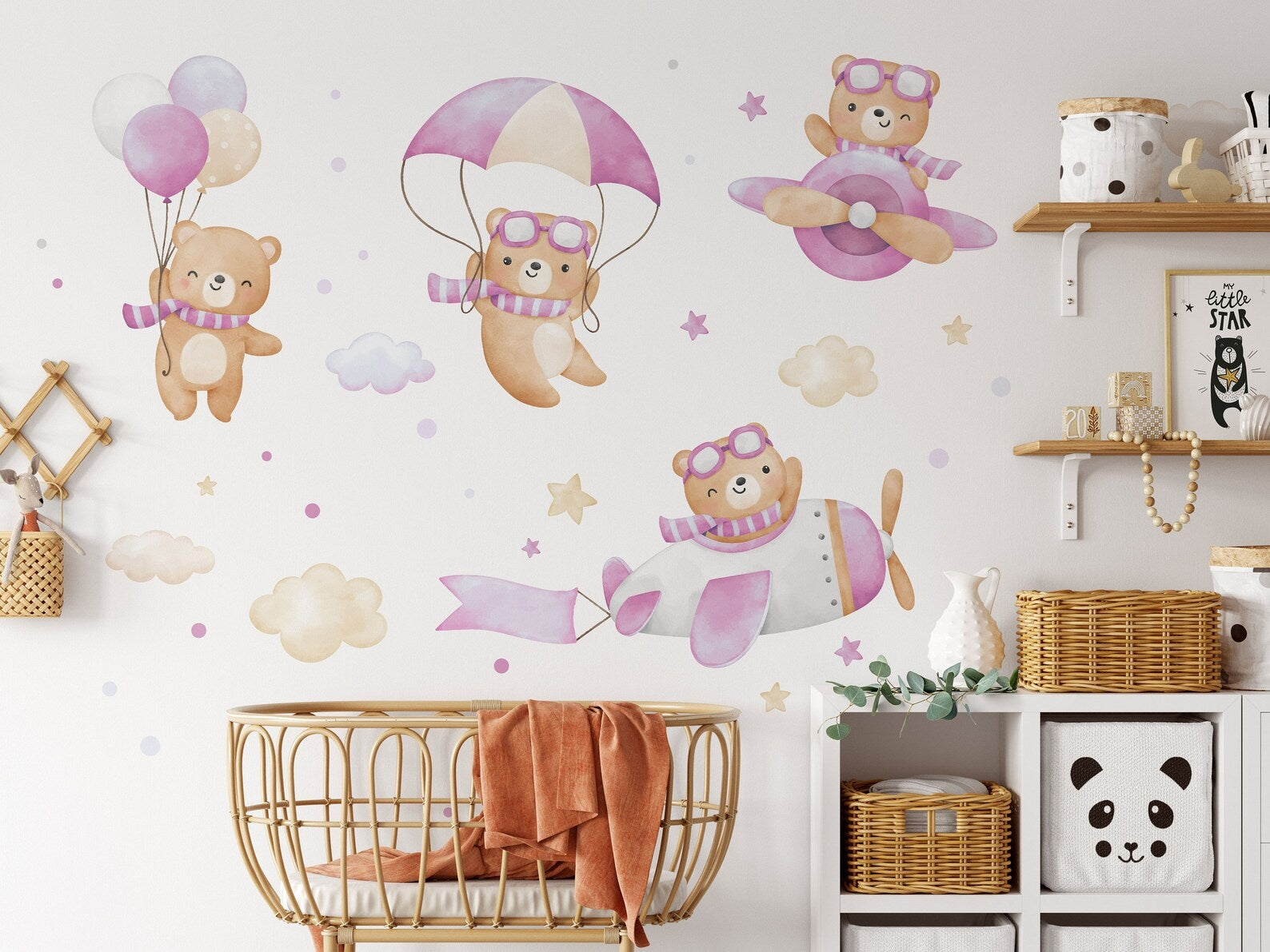 Vinilos decorativos Adhesivos infantiles de Pared de ositas moradas