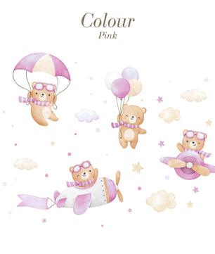 Vinilos decorativos Adhesivos infantiles de Pared de ositas moradas