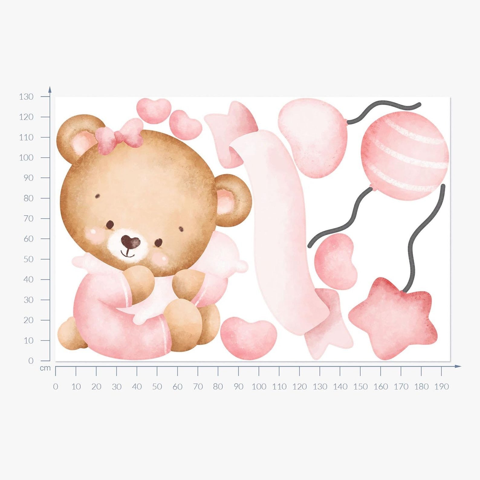 Vinilos decorativos Adhesivos infantiles de Pared de osita con globos y estrellas