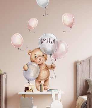 Vinilos decorativos Adhesivos infantiles de Pared de osa con globos
