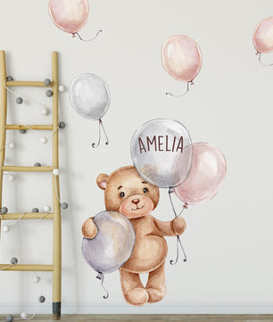 Vinilos decorativos Adhesivos infantiles de Pared de osa con globos