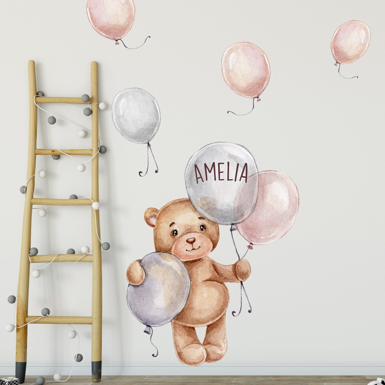 Vinilos decorativos Adhesivos infantiles de Pared de osa con globos