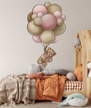 Vinilos decorativos Adhesivos infantiles de Pared de osita con globos