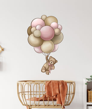 Vinilos decorativos Adhesivos infantiles de Pared de osita con globos