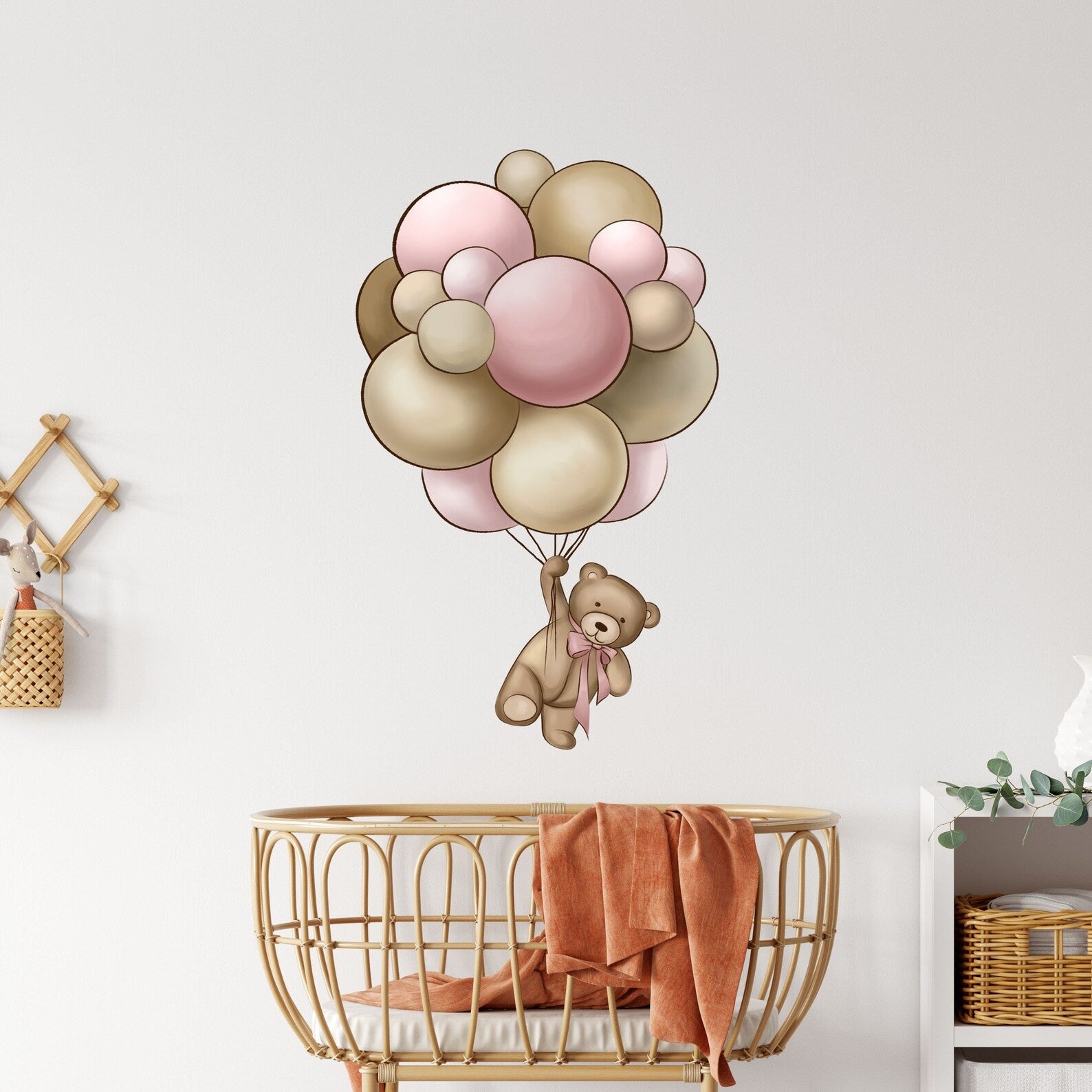 Vinilos decorativos Adhesivos infantiles de Pared de osita con globos