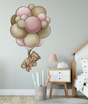 Vinilos decorativos Adhesivos infantiles de Pared de osita con globos