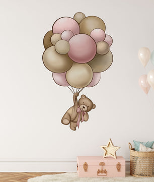 Vinilos decorativos Adhesivos infantiles de Pared de osita con globos