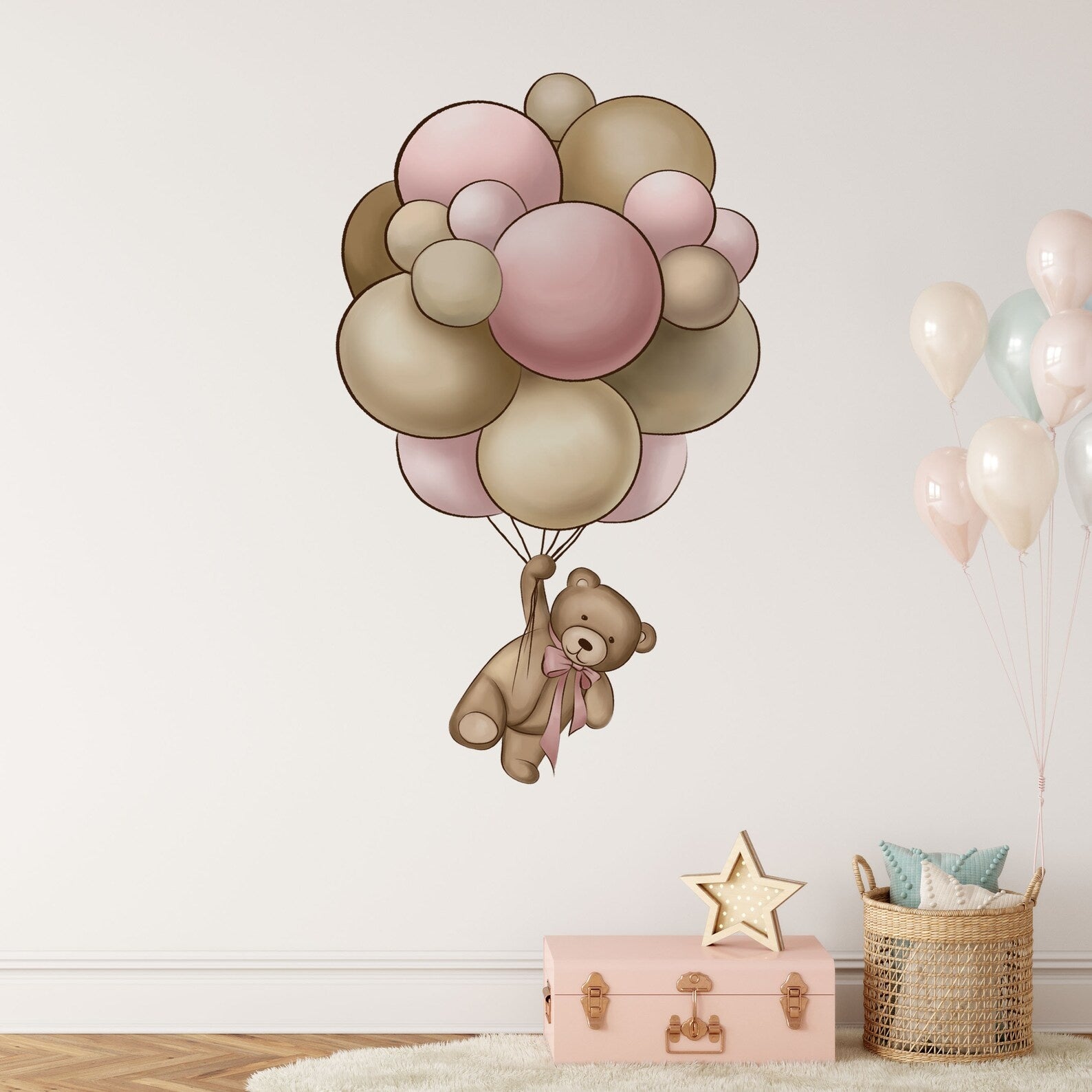 Vinilos decorativos Adhesivos infantiles de Pared de osita con globos