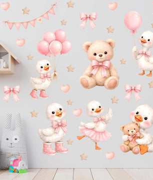 Vinilos decorativos Adhesivos infantiles de Pared de osita con patos